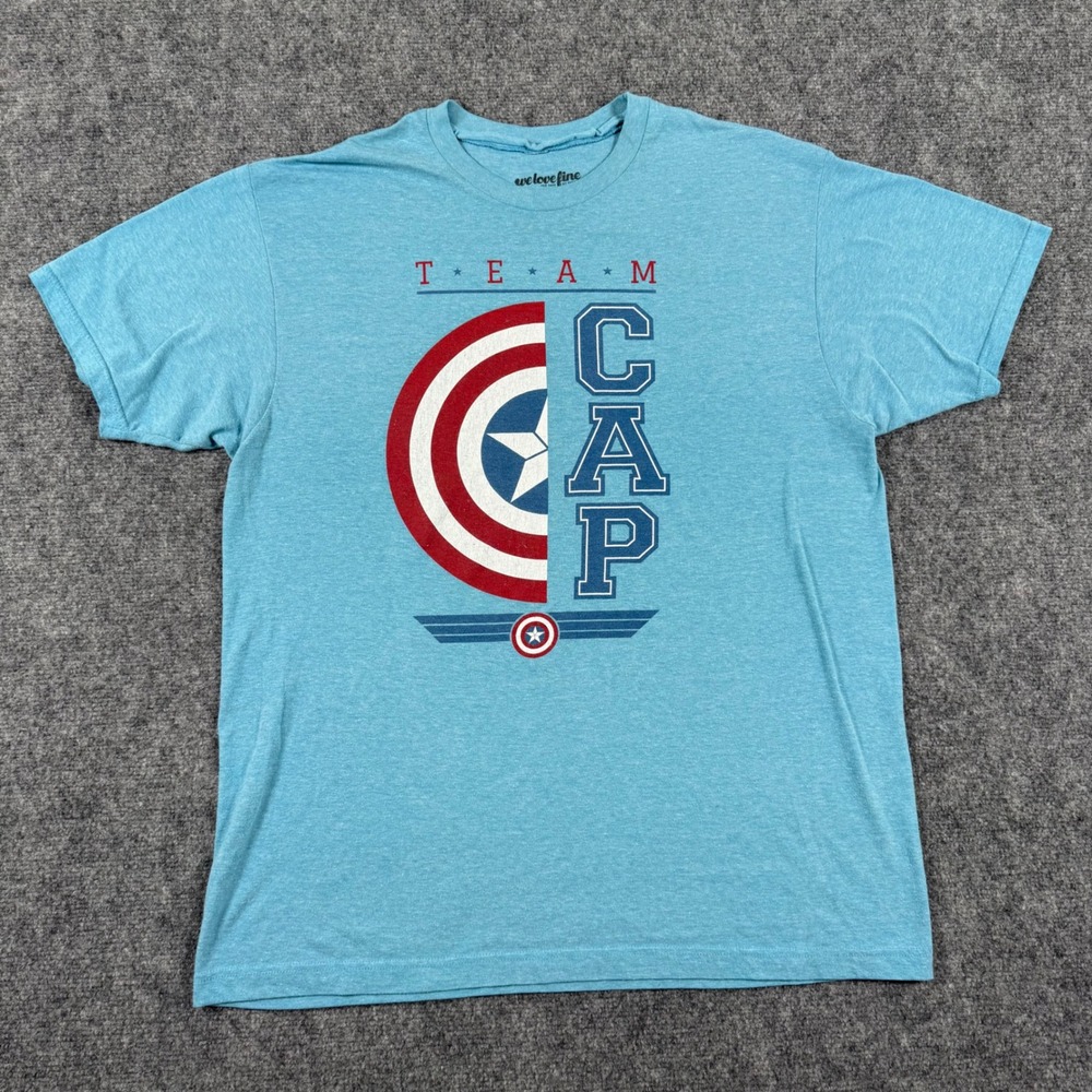 Marvel Civil War Captain America Team CAP We Love Fine T-Shirt Large‎ Blue Men's